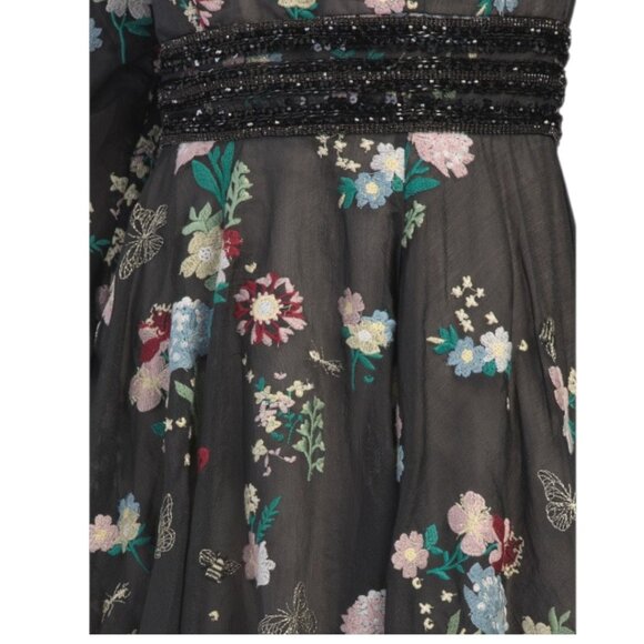 MAC DUGGAL Long Sleeve Floral Embellished Gown Black Multi - Picture 3 of 3